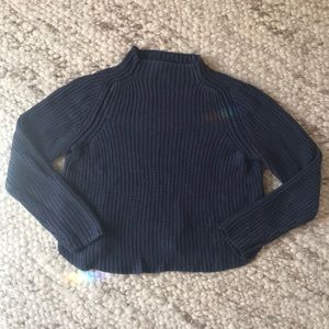 Blue mock turtleneck crop sweater